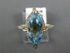 3.74CT DIAMOND & AAA BLUE TOPAZ 14KT YELLOW GOLD MARQUISE & ROUND HALO FUN RING