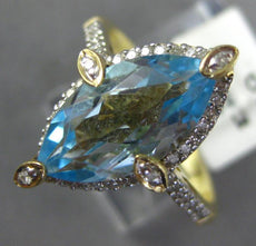 3.74CT DIAMOND & AAA BLUE TOPAZ 14KT YELLOW GOLD MARQUISE & ROUND HALO FUN RING
