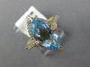 3.74CT DIAMOND & AAA BLUE TOPAZ 14KT YELLOW GOLD MARQUISE & ROUND HALO FUN RING