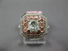 WIDE 1.54CT WHITE & PINK DIAMOND 18KT WHITE GOLD FLOWER FILIGREE ENGAGEMENT RING