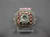 WIDE 1.54CT WHITE & PINK DIAMOND 18KT WHITE GOLD FLOWER FILIGREE ENGAGEMENT RING