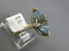 3.74CT DIAMOND & AAA BLUE TOPAZ 14KT YELLOW GOLD MARQUISE & ROUND HALO FUN RING