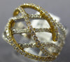 ESTATE WIDE .73CT DIAMOND 18KT 2 TONE GOLD 3D MULTI ROW CRISS CROSS WAVE RING