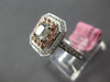 WIDE 1.54CT WHITE & PINK DIAMOND 18KT WHITE GOLD FLOWER FILIGREE ENGAGEMENT RING