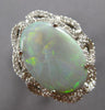 LARGE 8.20CT DIAMOND & AAA OPAL 14KT WHITE GOLD 3D OVAL FLOWER FILIGREE FUN RING