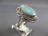 LARGE 8.20CT DIAMOND & AAA OPAL 14KT WHITE GOLD 3D OVAL FLOWER FILIGREE FUN RING