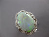 LARGE 8.20CT DIAMOND & AAA OPAL 14KT WHITE GOLD 3D OVAL FLOWER FILIGREE FUN RING