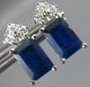 2.25CT DIAMOND & AAA SAPPHIRE 14KT WHITE GOLD EMERALD STUD CUT EARRINGS #27122