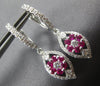 ESTATE 1.52CT DIAMOND & AAA RUBY 18KT WHITE GOLD MARQUISE SHAPE HANGING EARRINGS