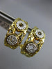 .15CT DIAMOND 14K 2 TONE GOLD CIRCULAR NUGGET SEMI HOOP CLIP ON HANGING EARRINGS