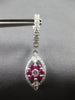 ESTATE 1.52CT DIAMOND & AAA RUBY 18KT WHITE GOLD MARQUISE SHAPE HANGING EARRINGS