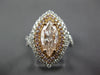 GIA LARGE 2.34CT WHITE & PINK DIAMOND 18KT WHITE ROSE GOLD HALO ENGAGEMENT RING