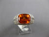 LARGE 5.29CT DIAMOND & AAA CITRINE 18KT WHITE GOLD CUSHION BEZEL ENGAGEMENT RING