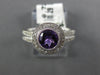 1.01CT DIAMOND & AAA AMETHYST 14KT WHITE GOLD 3D HALO MILGRAIN FRIENDSHIP RING