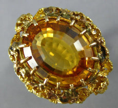 ANTIQUE LARGE 6.20CT AAA CITRINE 18KT YELLOW GOLD 3D OVAL FLOWER RING