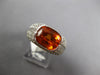 LARGE 5.29CT DIAMOND & AAA CITRINE 18KT WHITE GOLD CUSHION BEZEL ENGAGEMENT RING