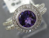 1.01CT DIAMOND & AAA AMETHYST 14KT WHITE GOLD 3D HALO MILGRAIN FRIENDSHIP RING