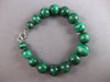 LONG AAA GREEN MALACHITE 14K WHITE GOLD 3D GRADUATING BEAD LOVE BRACELET #27826