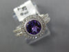1.01CT DIAMOND & AAA AMETHYST 14KT WHITE GOLD 3D HALO MILGRAIN FRIENDSHIP RING