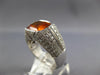 LARGE 5.29CT DIAMOND & AAA CITRINE 18KT WHITE GOLD CUSHION BEZEL ENGAGEMENT RING