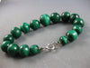 LONG AAA GREEN MALACHITE 14K WHITE GOLD 3D GRADUATING BEAD LOVE BRACELET #27826