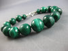 LONG AAA GREEN MALACHITE 14K WHITE GOLD 3D GRADUATING BEAD LOVE BRACELET #27826