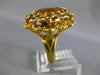 ANTIQUE LARGE 6.20CT AAA CITRINE 18KT YELLOW GOLD 3D OVAL FLOWER RING
