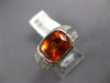LARGE 5.29CT DIAMOND & AAA CITRINE 18KT WHITE GOLD CUSHION BEZEL ENGAGEMENT RING