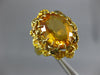 ANTIQUE LARGE 6.20CT AAA CITRINE 18KT YELLOW GOLD 3D OVAL FLOWER RING