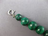 LONG AAA GREEN MALACHITE 14K WHITE GOLD 3D GRADUATING BEAD LOVE BRACELET #27826