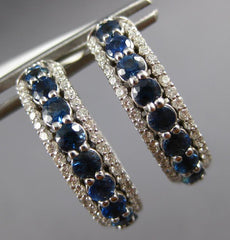 4.90CT DIAMOND & AAA SAPPHIRE 14KT WHITE GOLD INSIDE OUT HOOP HANGING EARRINGS