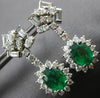 LARGE 6.30CT DIAMOND & AAA EMERALD 14KT WHITE GOLD OVAL HANGING EARRINGS #27132