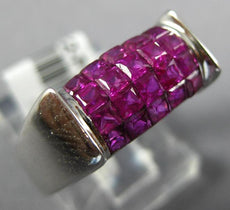 3.10CT AAA RUBY 18KT WHITE GOLD 3D PRINCESS INVISIBLE CLASSIC MULTI ROW FUN RING