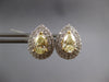 2.97CT WHITE & FANCY YELLOW DIAMOND 14KT 2 TONE GOLD 3D TEAR DROP STUD EARRINGS