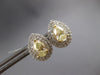 2.97CT WHITE & FANCY YELLOW DIAMOND 14KT 2 TONE GOLD 3D TEAR DROP STUD EARRINGS