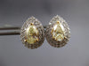 2.97CT WHITE & FANCY YELLOW DIAMOND 14KT 2 TONE GOLD 3D TEAR DROP STUD EARRINGS