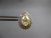 2.97CT WHITE & FANCY YELLOW DIAMOND 14KT 2 TONE GOLD 3D TEAR DROP STUD EARRINGS