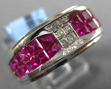 3.53CT DIAMOND & AAA RUBY 18K WHITE GOLD 3D PRINCESS & ROUND INVISIBLE MENS RING