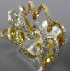 ESTATE LARGE .89CT DIAMOND 18KT TRI COLOR GOLD 3D MULTI ROW WAVE FUN RING