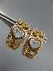 ESTATE .15CT DIAMOND 14KT WHITE & ROSE GOLD HEART SHAPE CLIP ON HANGING EARRINGS