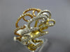 ESTATE LARGE .89CT DIAMOND 18KT TRI COLOR GOLD 3D MULTI ROW WAVE FUN RING