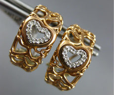 ESTATE .15CT DIAMOND 14KT WHITE & ROSE GOLD HEART SHAPE CLIP ON HANGING EARRINGS