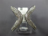 ESTATE LARGE .70CT DIAMOND 18K WHITE GOLD 3D MULTI ROW PAVE V SHAPE TENSION RING