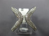 ESTATE LARGE .70CT DIAMOND 18K WHITE GOLD 3D MULTI ROW PAVE V SHAPE TENSION RING