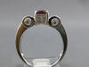 1.49CT DIAMOND & AAA RUBY 18KT WHITE GOLD ROUND & BAGUETTE OVAL ENGAGEMENT RING