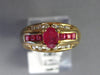 .96CT DIAMOND & AAA RUBY 14KT YELLOW GOLD OVAL PRINCESS & ROUND FRIENDSHIP RING