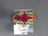 .96CT DIAMOND & AAA RUBY 14KT YELLOW GOLD OVAL PRINCESS & ROUND FRIENDSHIP RING