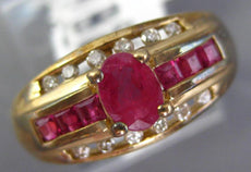 .96CT DIAMOND & AAA RUBY 14KT YELLOW GOLD OVAL PRINCESS & ROUND FRIENDSHIP RING