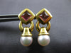 2.26CT AAA PINK TOURMALINE & SOUTH SEA PEARL 18KT YELLOW GOLD 3D EARRINGS #27123