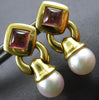 2.26CT AAA PINK TOURMALINE & SOUTH SEA PEARL 18KT YELLOW GOLD 3D EARRINGS #27123